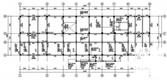 两层条形基础框架办公楼结构CAD施工图纸（6度抗震）(平面布置图) - 2