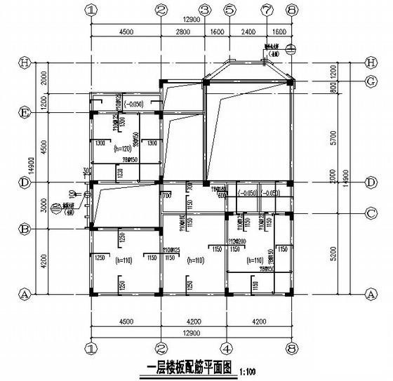 3层独立基础框架结构别墅结构CAD施工图纸(平面布置图) - 1