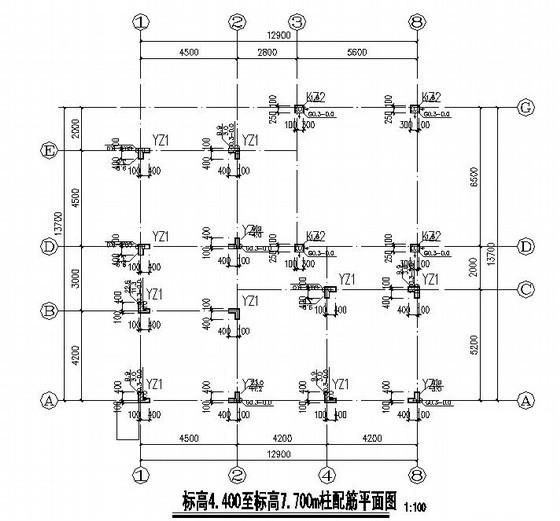 3层独立基础框架结构别墅结构CAD施工图纸(平面布置图) - 2