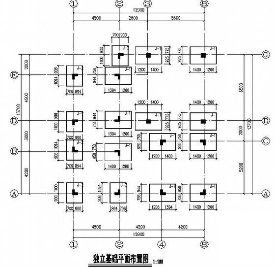 3层独立基础框架结构别墅结构CAD施工图纸(平面布置图) - 3