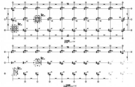 3层柱下独立基础框架结构综合服务中心楼结构CAD施工图纸(平面布置图) - 2