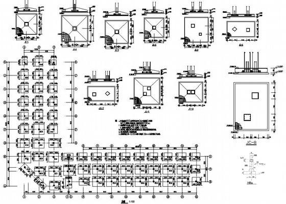 3层柱下独立基础框架结构综合服务中心楼结构CAD施工图纸(平面布置图) - 3