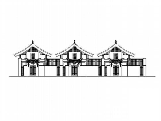 框架结构知名酒店中式花园度假别墅CAD施工图纸(非机动车停车位) - 1
