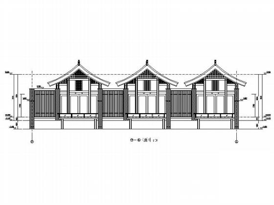 框架结构知名酒店中式花园度假别墅CAD施工图纸(非机动车停车位) - 4