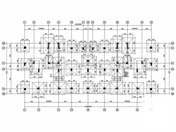 26层独立基础框剪结构住宅楼结构CAD施工图纸(平面布置图) - 1