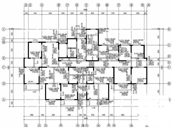 26层剪力墙结构住宅楼结构CAD施工图纸（桩基础）(梁平法配筋图) - 4