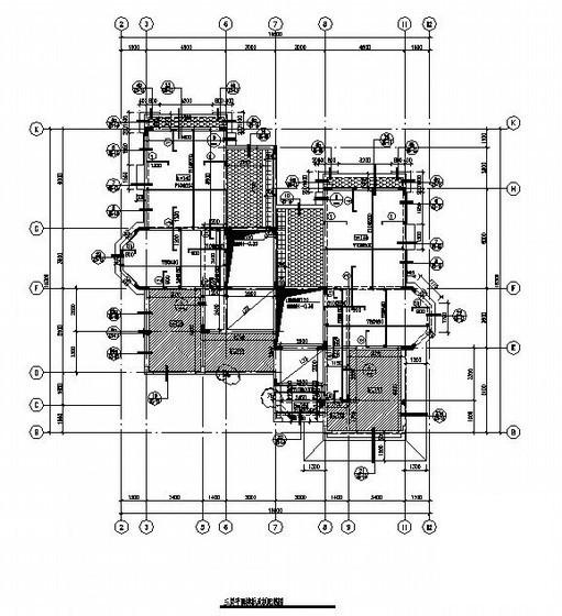 3层独立基础异形柱结构别墅结构CAD施工图纸(地下室底板) - 1
