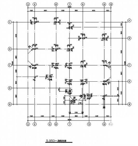 3层独立基础异形柱结构别墅结构CAD施工图纸(地下室底板) - 2