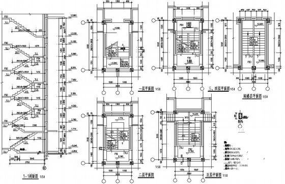 5层独立基础坡屋面框架结构住宅楼结构CAD施工图纸 - 4