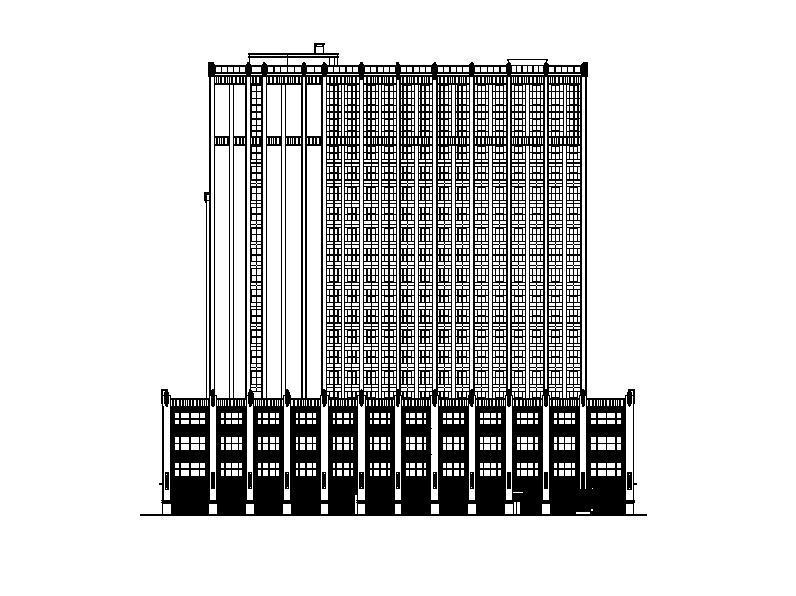 高层框架结构塔式酒店建筑CAD施工图纸 - 1