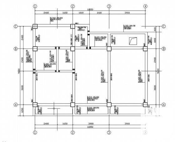 4层框架结构商住楼结构CAD施工图纸 - 1
