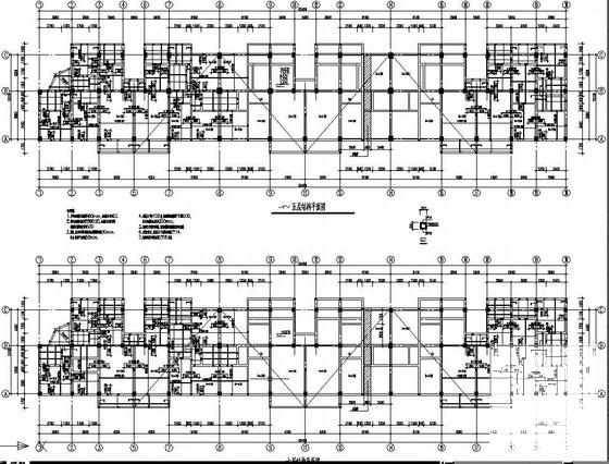小区7层住宅楼结构CAD施工图纸（静压沉管灌注桩）(平面布置图) - 1