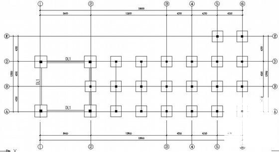 独立基础框架澡堂结构CAD施工图纸(平面布置图) - 1