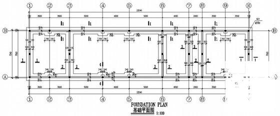 污水处理厂加药加氯间结构CAD施工图纸（条形基础） - 1
