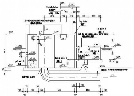 污泥泵房及分配井结构CAD施工图纸（钢筋混凝土框架结构）(某污水处理厂) - 3