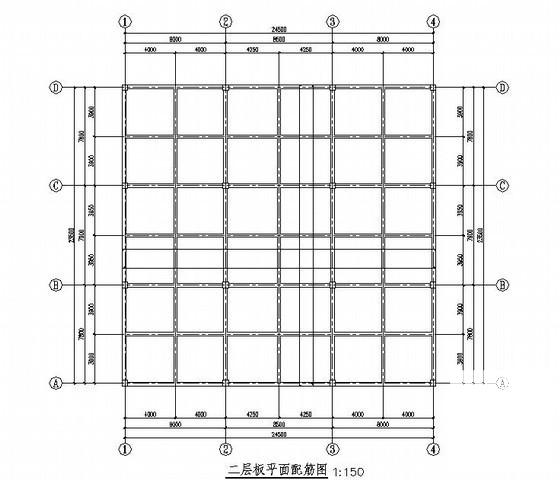两层框架结构别墅结构CAD施工图纸（独立基础）(平面布置图) - 1
