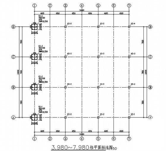 两层框架结构别墅结构CAD施工图纸（独立基础）(平面布置图) - 2