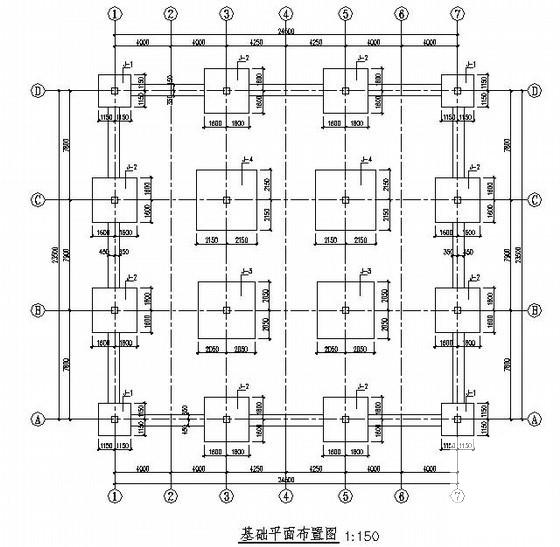 两层框架结构别墅结构CAD施工图纸（独立基础）(平面布置图) - 3