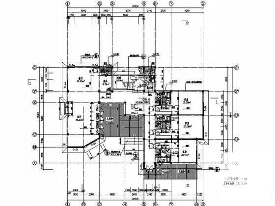 国际大酒店2层别墅式客房建筑施工CAD图纸 - 3