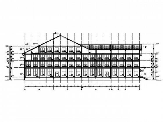 4层U型中式酒店建筑施工CAD图纸 - 2