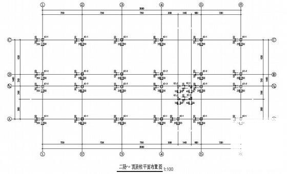 框架结构宾馆结构CAD施工图纸（4层独立基础）(平面布置图) - 2