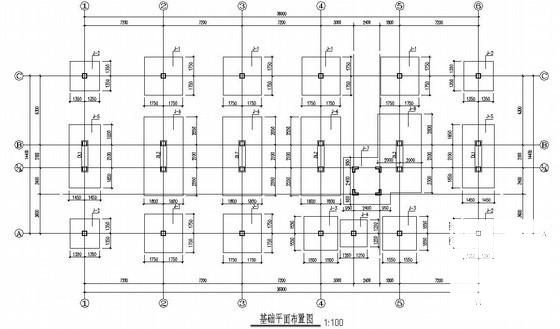 框架结构宾馆结构CAD施工图纸（4层独立基础）(平面布置图) - 3