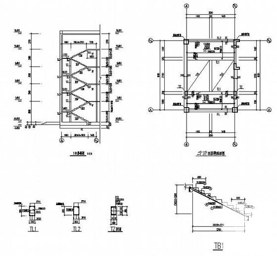 框架结构宾馆结构CAD施工图纸（4层独立基础）(平面布置图) - 4