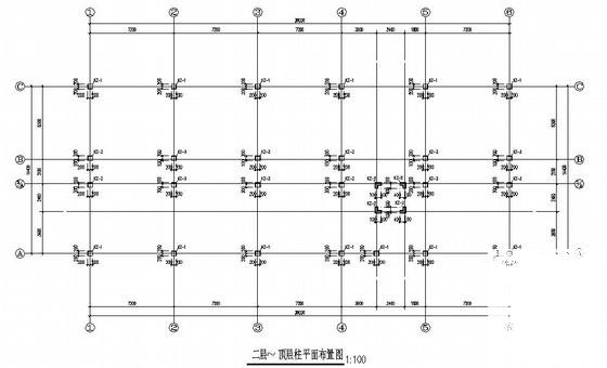 框架结构宾馆结构CAD施工图纸（3层独立基础）(平面布置图) - 2