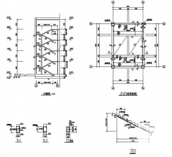 框架结构宾馆结构CAD施工图纸（3层独立基础）(平面布置图) - 4