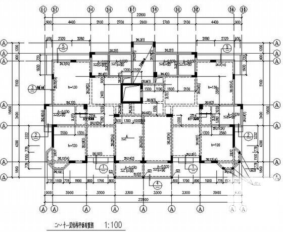 框架剪力墙结构住宅楼结构CAD施工图纸（11层桩基础）(梁平法配筋图) - 2