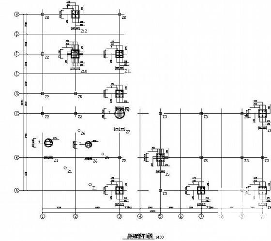 3层框架结构宾馆结构施工图纸（建筑施工CAD图纸独立基础）(平面布置图) - 2