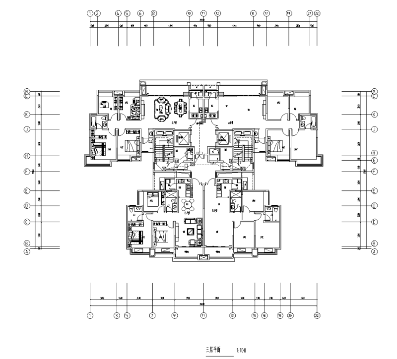 高层住宅H9-H13栋电施施工图纸平面图 - 1