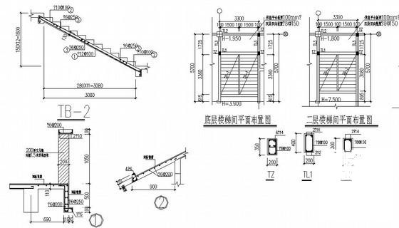 框架结构办公楼结构CAD施工图纸（3层独立基础）(平面布置图) - 4