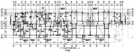 框剪结构住宅楼结构CAD施工图纸（11层桩基础）(平面布置图) - 1