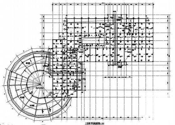 框架结构商业写字楼结构CAD施工图纸（3层坡屋顶）(梁平法配筋图) - 1