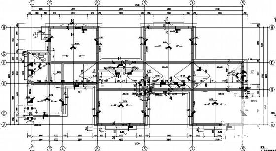 3层异形柱框剪结构别墅结构CAD施工图纸(坡屋顶) - 1