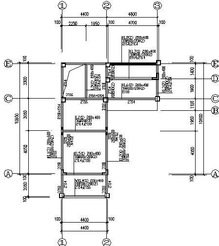 2层框架异形柱结构别墅结构CAD施工图纸(坡屋顶) - 2