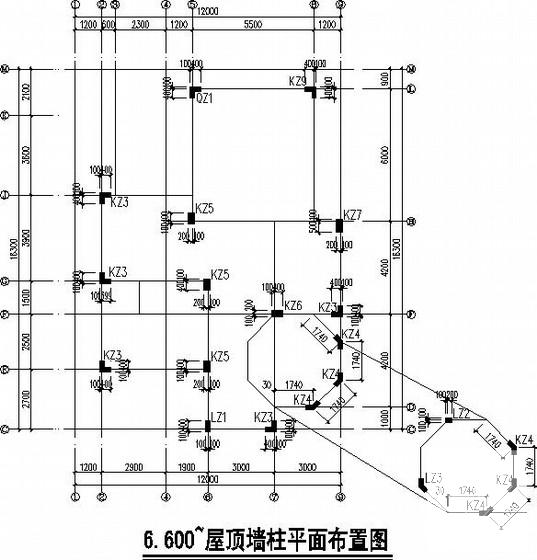 3层异形柱框架品酒店结构CAD施工图纸(坡屋顶平法) - 2