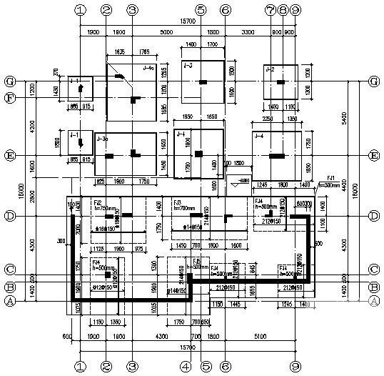 3层异形柱框架高档别墅结构CAD施工图纸(带两层地下室) - 2