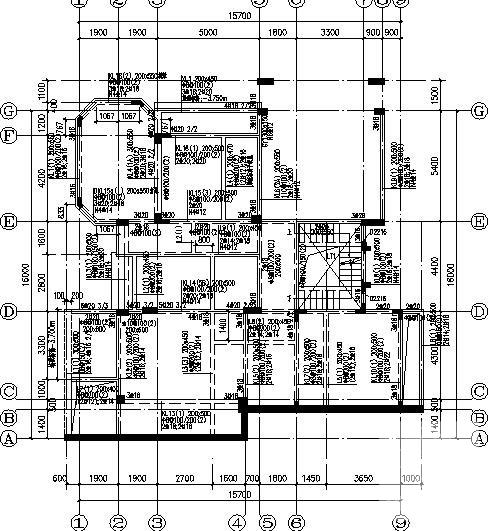 3层异形柱框架高档别墅结构CAD施工图纸(带两层地下室) - 3