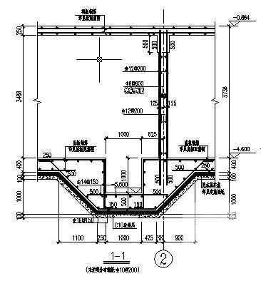 两层框架水泵房结构CAD施工图纸（挡土墙结构）(平面布置图) - 2