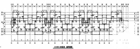 框架结构住宅楼结构CAD施工图纸（7层桩基础）(平面布置图) - 1