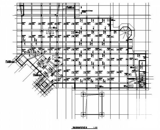 框架结构商务中心结构CAD施工图纸（3层筏板结构） - 2