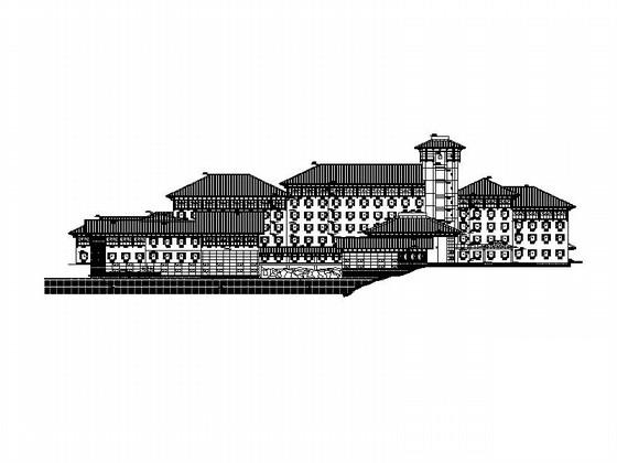中式庭院6层宾馆建筑施工CAD图纸 - 1