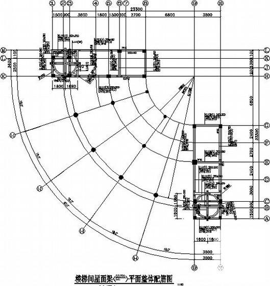 扇形框架人工挖孔桩基结构CAD施工图纸(带水池) - 2