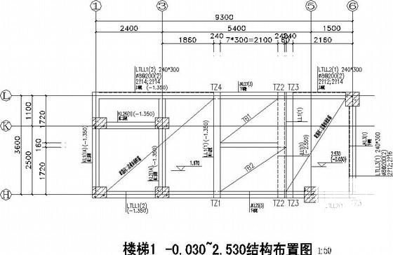 扇形框架人工挖孔桩基结构CAD施工图纸(带水池) - 3