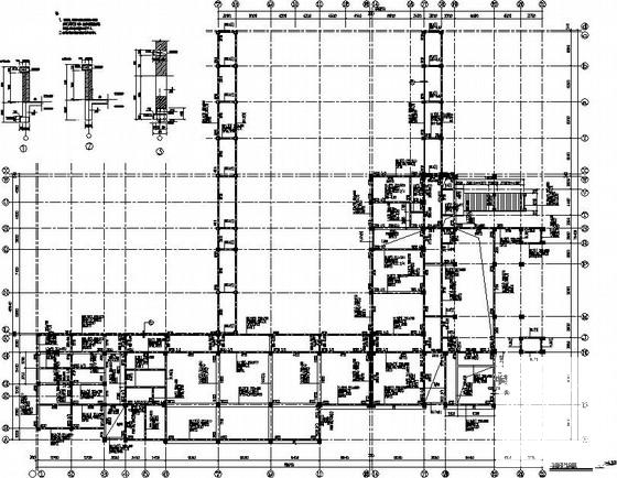 蜂巢芯空心楼盖框架教学楼结构CAD施工图纸（独立基础）(现浇钢筋混凝土) - 1