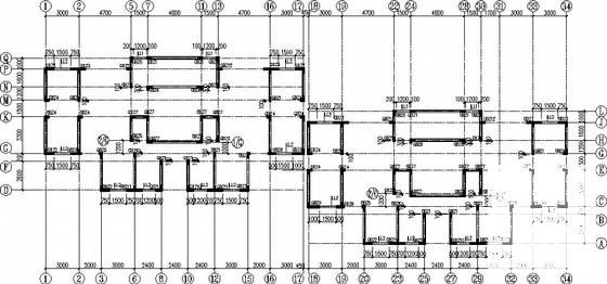 26层剪力墙公租房住宅楼结构CAD施工图纸(平法)(基础平面布置) - 1