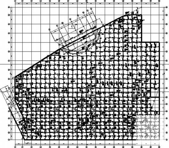 博物馆地下室剪力墙结构CAD施工图纸(护壁钻孔桩)(平面布置图) - 1