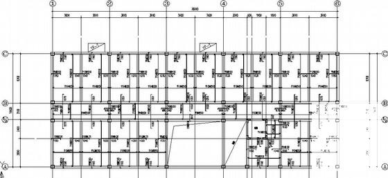 4层独立基础框架结构办公楼CAD施工图纸(带雨篷)(平面布置图) - 1